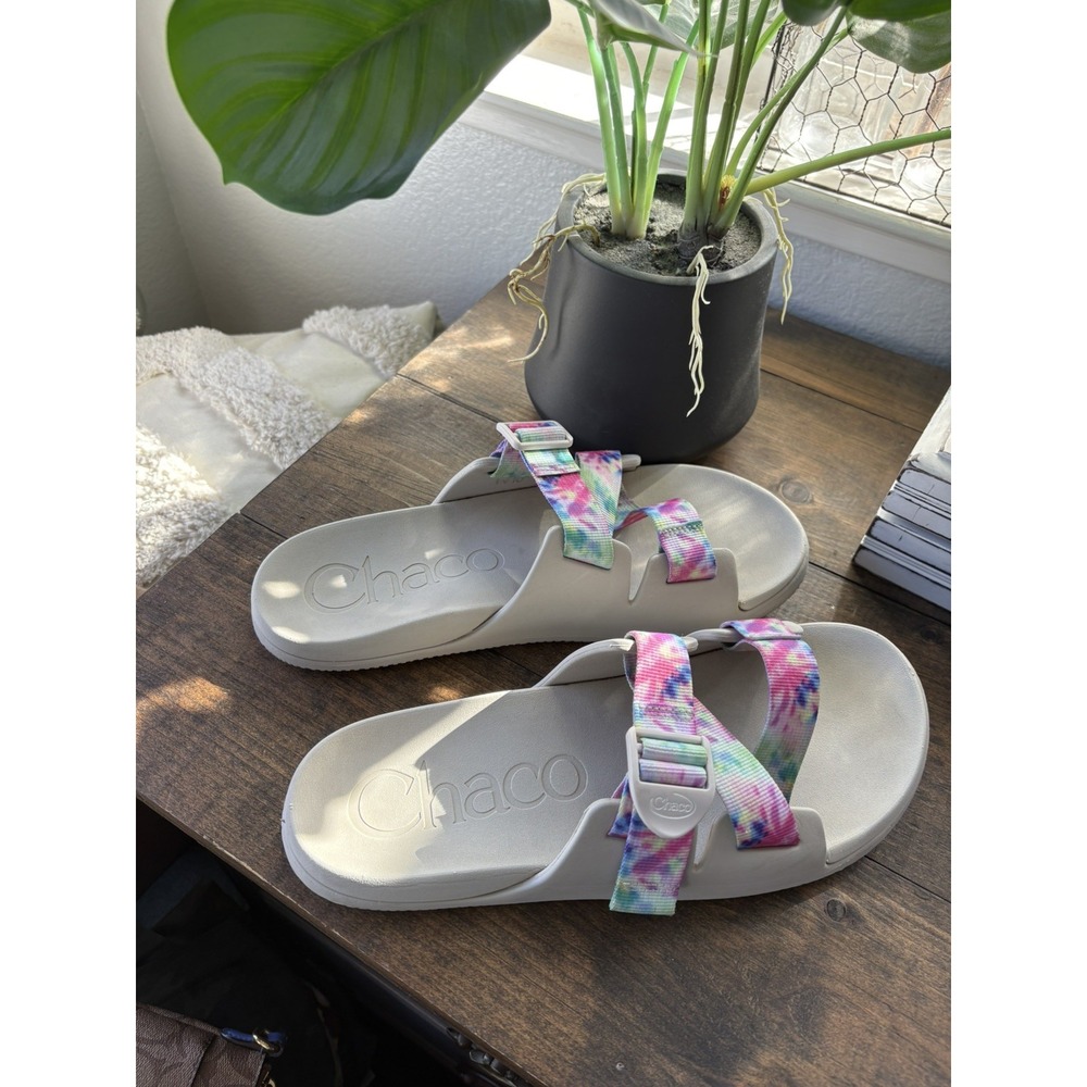 Chaco Womens Chillos Lightweight Slide Sandal in Light Tie Dye Size 10 US